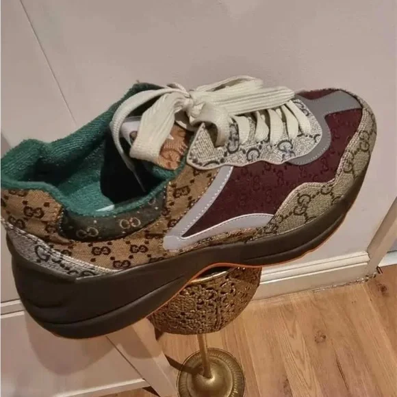 Gucci Platform GG Supreme Sneakers in Brown, Green & Orange - Picture 4 of 4